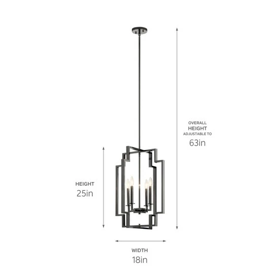 Hot Sale π Kichler Lighting Kichler Downtown Deco 25 Inch 4 Light Large Foyer Pendant In Midnight Chrome π 7 Hot Sale π Kichler Lighting Kichler Downtown Deco 25 Inch 4 Light Large Foyer Pendant In Midnight Chrome π - Image 5