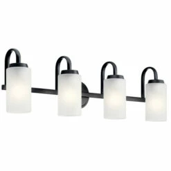 Best Pirce π Kichler Lighting Kennewick 4-Light Vanity Light Black With Etched Glass π§¨