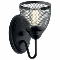 Brand new π Kichler Lighting Voclain 1-Light Wall Sconce Mesh Shade Black π₯°