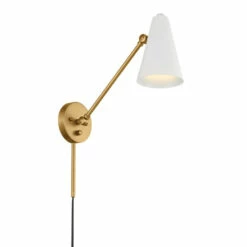 Buy 🌟 Kichler Lighting Sylvia 19.75 In. 1-Light White And Natural Brass Wall Sconce 🤩