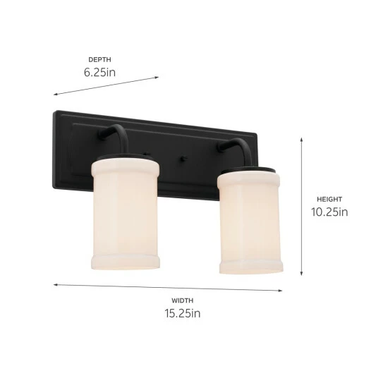 Best Pirce π Kichler Lighting Vetivene 15 Inch 2-Light Vanity Light Textured Black With Opal Glass π 8 Best Pirce π Kichler Lighting Vetivene 15 Inch 2-Light Vanity Light Textured Black With Opal Glass π - Image 6
