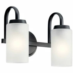 Brand new 🤩 Kichler Lighting Kennewick 2-Light Vanity Light Black With Etched Glass ❤️