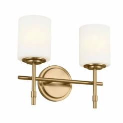 Wholesale 🤩 Kichler Lighting Ali 14 In. 2-Light Brushed Natural Brass Vanity Light 👏