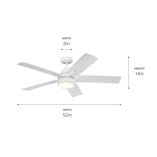 Outlet 𧨠Kichler Lighting Tide 52 Inch Integrated LED Indoor/Outdoor White Ceiling Fan π 6 Outlet 𧨠Kichler Lighting Tide 52 Inch Integrated LED Indoor/Outdoor White Ceiling Fan π - Image 4