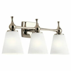 Best deal 😉 Kichler Lighting Kichler Cosabella 24 Inch 3 Light Vanity Light With Satin Etched Case Opal In Polished Nickel 😀