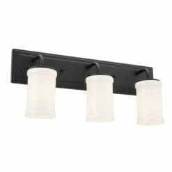 Deals ⭐ Kichler Lighting Vetivene 24 Inch 3-Light Vanity Light Textured Black With Opal Glass 🤩