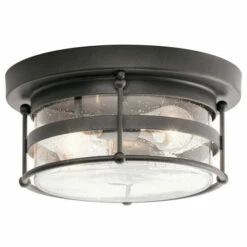 Flash Sale 😍 Kichler Lighting Mill Lane Collection 2-light Anvil Iron Outdoor Flush Mount 😉