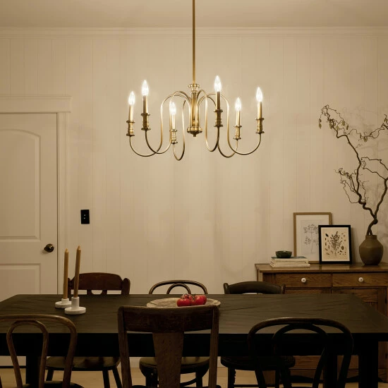 New π₯° Kichler Lighting Karthe 28 Inch 6-Light Chandelier Natural Brass π 8 New π₯° Kichler Lighting Karthe 28 Inch 6-Light Chandelier Natural Brass π - Image 6