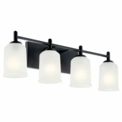 Cheap 🛒 Kichler Lighting Shailene 29.75 In. 4-Light Black Vanity Light With Satin Etched Glass 😍