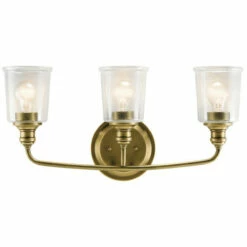 Flash Sale 🔔 Kichler Lighting Waverly Collection 3-light Natural Brass Bath/Vanity Light 👏