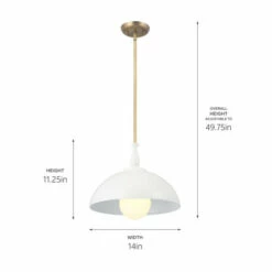 New 💯 Kichler Lighting Fira 14 Inch 1-Light Pendant White And Natural Brass ✔️ -Kichler Lighting Shop unnamed file 4738