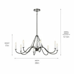 Outlet ✨ Kichler Lighting Freesia 38 Inch 8-Light Chandelier Anvil Iron With White Accents 👍 -Kichler Lighting Shop unnamed file 4774