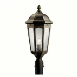 Promo 🌟 Kichler Lighting Courtyard Collection 1-light Rubbed Bronze Outdoor Post Lantern ⌛
