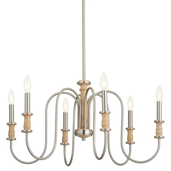 Best Sale π Kichler Lighting Karthe 28 Inch 6-Light Chandelier Beech And Brushed Nickel π 4 Best Sale π Kichler Lighting Karthe 28 Inch 6-Light Chandelier Beech And Brushed Nickel π - Image 2