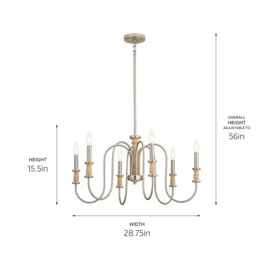 Best Sale π Kichler Lighting Karthe 28 Inch 6-Light Chandelier Beech And Brushed Nickel π 6 Best Sale π Kichler Lighting Karthe 28 Inch 6-Light Chandelier Beech And Brushed Nickel π - Image 4