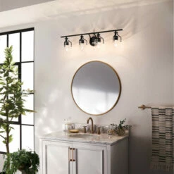 Best Sale 🤩 Kichler Lighting Everett 34.25 In. 4-Light Black Vanity Light With Clear Glass 😀 -Kichler Lighting Shop unnamed file 5084