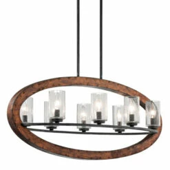 Brand new 🥰 Kichler Lighting Grand Bank Collection 8-light Auburn Stain Linear Chandelier 💯