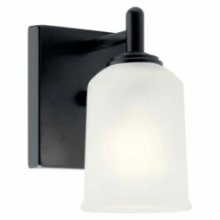 Hot Sale π Kichler Lighting Shailene 1-Light Black Wall Sconce With Satin Etched Glass Shade π