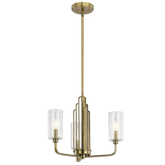 Buy π₯° Kichler Lighting Kichler Kimrose 3 Light Chandelier With Clear Fluted Glass In Brushed Natural Brass β€οΈ 3 Buy π₯° Kichler Lighting Kichler Kimrose 3 Light Chandelier With Clear Fluted Glass In Brushed Natural Brass β€οΈ