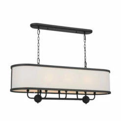 Wholesale 😉 Kichler Lighting Heddle 42 Inch 8-Light Linear Chandelier Textured Black 👏