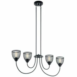 Top 10 ✔️ Kichler Lighting Voclain 4-Light Linear Chandelier Black ⌛