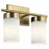 Top 10 ⌛ Kichler Lighting Kichler Ciona 14.5 Inch 2 Light Vanity Light With Round Ribbed Glass In Brushed Natural Brass 🌟