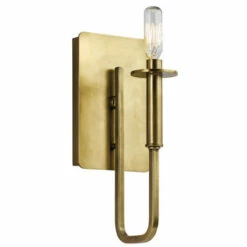Deals 🔔 Kichler Lighting Alden Collection 1-light Natural Brass Wall Sconce 🔔