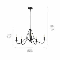Best Pirce 😉 Kichler Lighting Freesia 31 Inch 5-Light Chandelier Textured Black 🎁 -Kichler Lighting Shop unnamed file 5853
