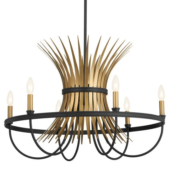 Discount π₯ Kichler Lighting Baile 29 Inch 6-Light Chandelier Natural Brass And Black β€οΈ 4 Discount π₯ Kichler Lighting Baile 29 Inch 6-Light Chandelier Natural Brass And Black β€οΈ - Image 2