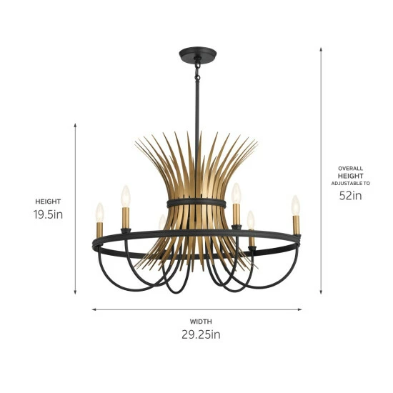 Discount π₯ Kichler Lighting Baile 29 Inch 6-Light Chandelier Natural Brass And Black β€οΈ 6 Discount π₯ Kichler Lighting Baile 29 Inch 6-Light Chandelier Natural Brass And Black β€οΈ - Image 4