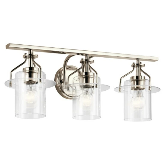 Cheapest π― Kichler Lighting Kichler Everett 34 Inch 3 Light Vanity Light With Clear Glass In Polished Nickel π 3 Cheapest π― Kichler Lighting Kichler Everett 34 Inch 3 Light Vanity Light With Clear Glass In Polished Nickel π