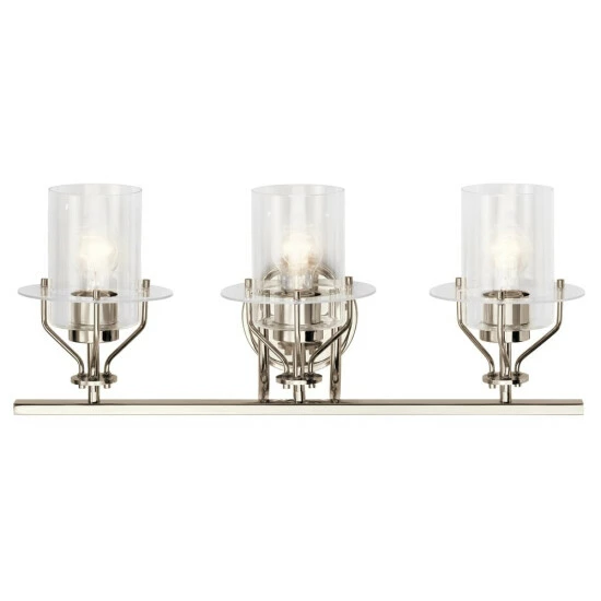 Cheapest π― Kichler Lighting Kichler Everett 34 Inch 3 Light Vanity Light With Clear Glass In Polished Nickel π 4 Cheapest π― Kichler Lighting Kichler Everett 34 Inch 3 Light Vanity Light With Clear Glass In Polished Nickel π - Image 2