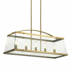 Coupon 😀 Kichler Lighting Darton 5-Light Linear Chandelier Natural Brass ❤️ -Kichler Lighting Shop unnamed file 5936