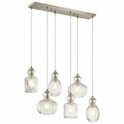 Cheap 🔔 Kichler Lighting Riviera Collection 6-light Brushed Nickel Linear Chandelier ⌛