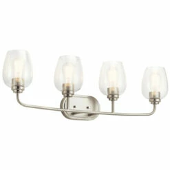 Promo β¨ Kichler Lighting Kichler Valserrano 33.50 Inch 4 Light Vanity Light With Clear Seeded Glass In Brushed Nickel π₯