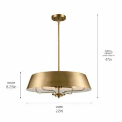 New 🧨 Kichler Lighting Luella 22 In. 4-Light Brushed Natural Brass Convertible Pendant Light/Semi Flush - 22 In 🌟 -Kichler Lighting Shop unnamed file 610