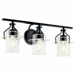 Best Sale β Kichler Lighting Everett 24 In. 3-Light Black Vanity Light With Clear Glass π
