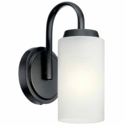 Coupon 🎁 Kichler Lighting Kennewick 1-Light Wall Sconce Black With Etched Glass 😀