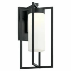 Best Sale 🌟 Kichler Lighting Kichler Drega 18.5 Inch 1 LED Wall Light With Satin Etched Glass In Black 😉