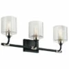 New ❤️ Kichler Lighting Kichler Harvan 25 Inch 3 Light Vanity Light With Clear Ribbed Glass In Black ✔️