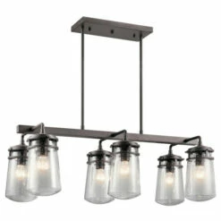 New ✨ Kichler Lighting Lyndon Collection 6-light Architectural Bronze Outdoor Linear Chandelier 🛒