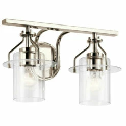 Cheapest ⌛ Kichler Lighting Kichler Everett 16 Inch 2 Light Vanity Light With Clear Glass In Polished Nickel 🛒