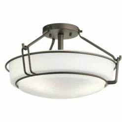 Top 10 🛒 Kichler Lighting Alkire Collection 3-light Olde Bronze Semi-Flush Mount 🔔