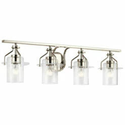 Cheap 💯 Kichler Lighting Kichler Everett 24 Inch 4 Light Vanity Light With Clear Glass In Polished Nickel 👏