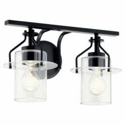 Coupon ✨ Kichler Lighting Everett 16 In. 2-Light Black Vanity Light With Clear Glass ❤️