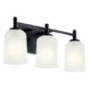Top 10 😀 Kichler Lighting Shailene 21.25 In. 3-Light Black Vanity Light With Satin Etched Glass 💯