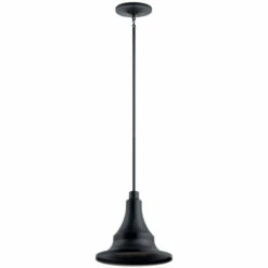 New 🥰 Kichler Lighting Kichler Hampshire 16.75 Inch 1 Light Large Outdoor Pendant/Semi Flush In Textured Black 😍