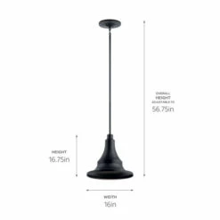 New 🥰 Kichler Lighting Kichler Hampshire 16.75 Inch 1 Light Large Outdoor Pendant/Semi Flush In Textured Black 😍 -Kichler Lighting Shop unnamed file 6553
