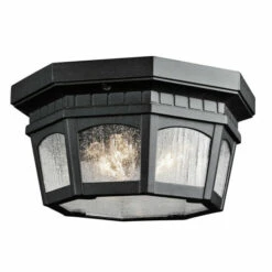 Best Pirce ❤️ Kichler Lighting Courtyard Collection 3-light Textured Black Outdoor Flush Mount 😉