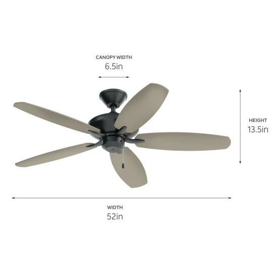 Best Sale π Kichler Lighting Kichler Renew Patio 52 Inch Ceiling Fan Satin Black With Reversible Blades 𧨠5 Best Sale π Kichler Lighting Kichler Renew Patio 52 Inch Ceiling Fan Satin Black With Reversible Blades 𧨠- Image 3